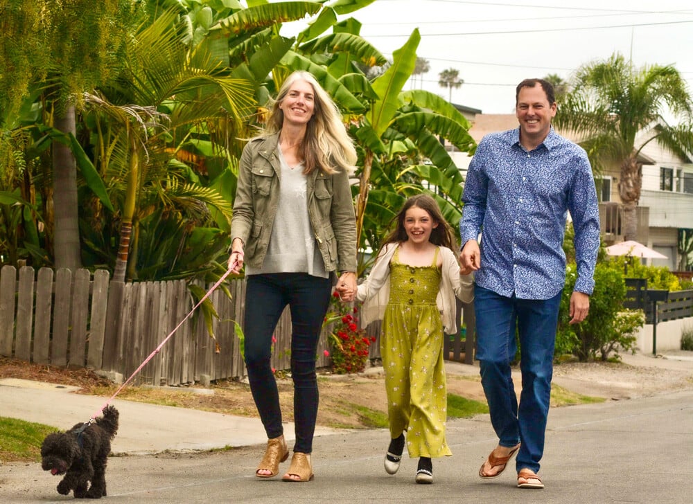 Kristin Brinner with the Surfrider San Diego Chapter with her family