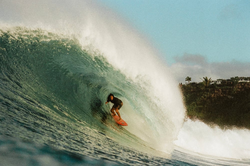Cliff Kapono deep in a righthand tube at Honolua