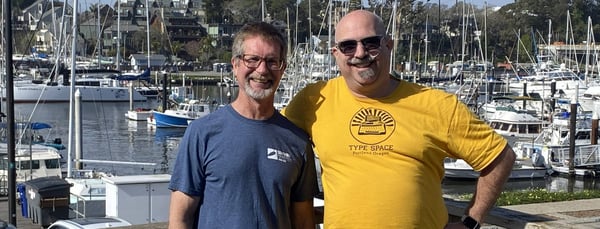 Mike Zatzke and Tico Andrea pose at Santa Cruz Harbor.