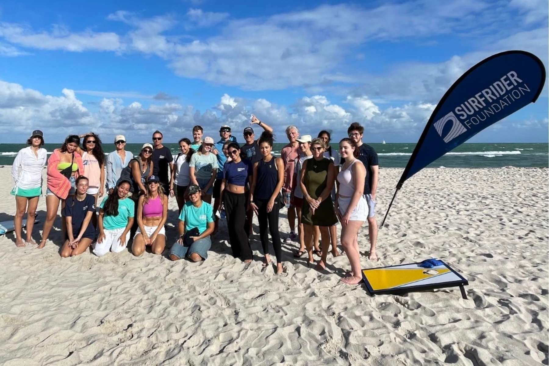 Students from Florida International University at a beach cleanup.