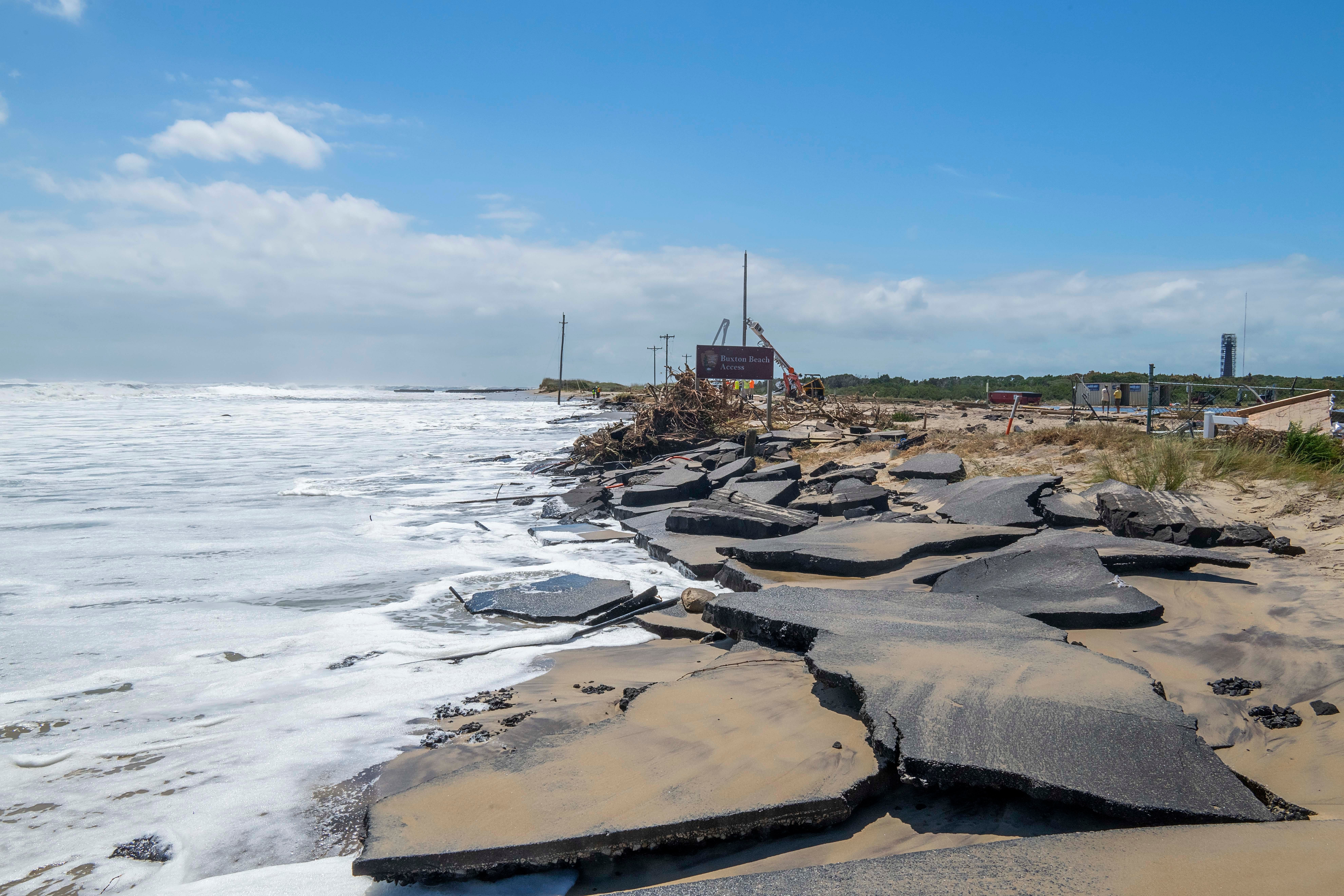 Hurricane Erin impacts in Buxton Beach