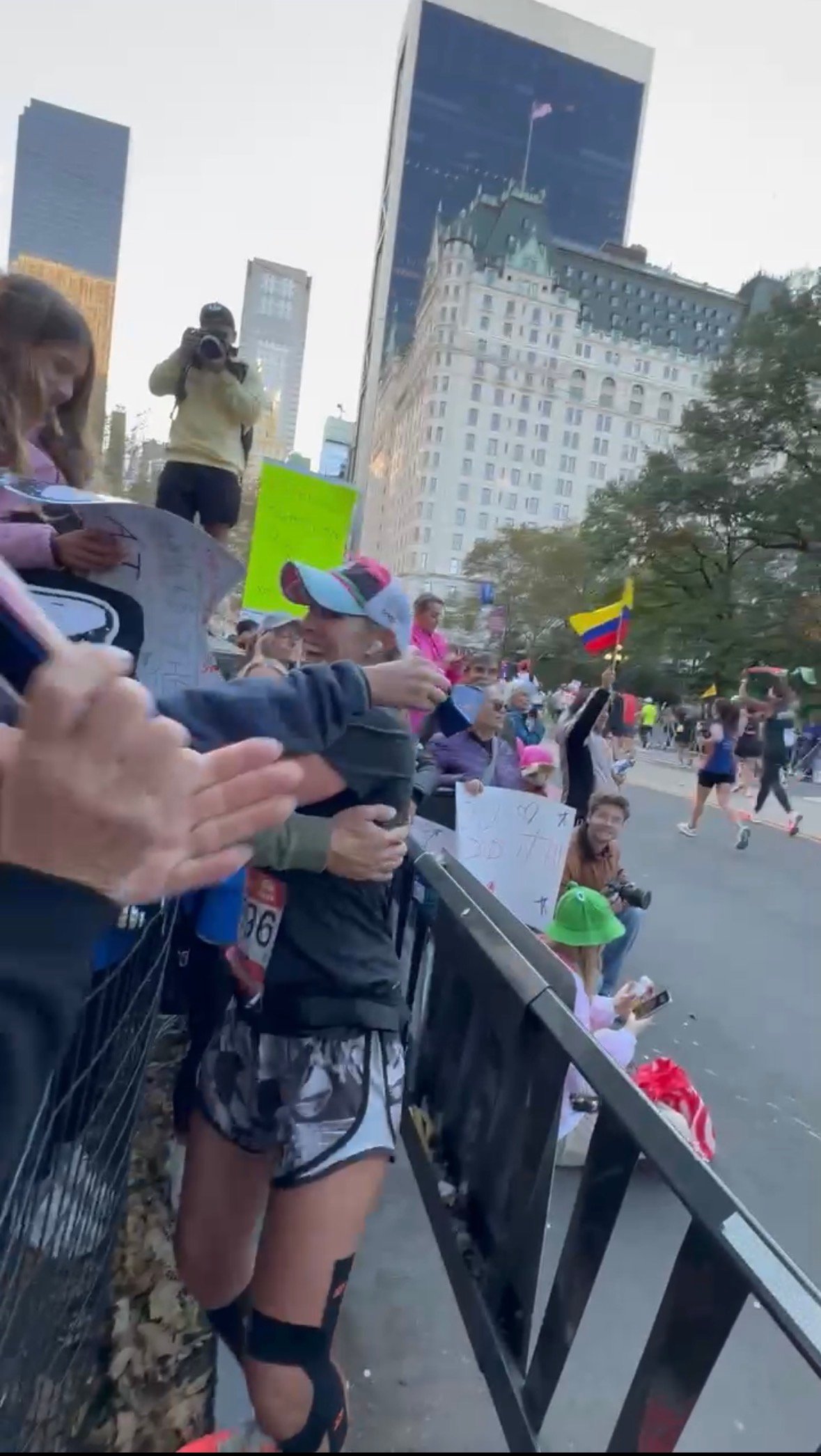 Rachel running over to hug her fam!