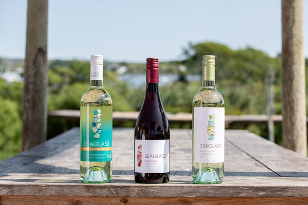 Three varietals of SEAGLASS wine.