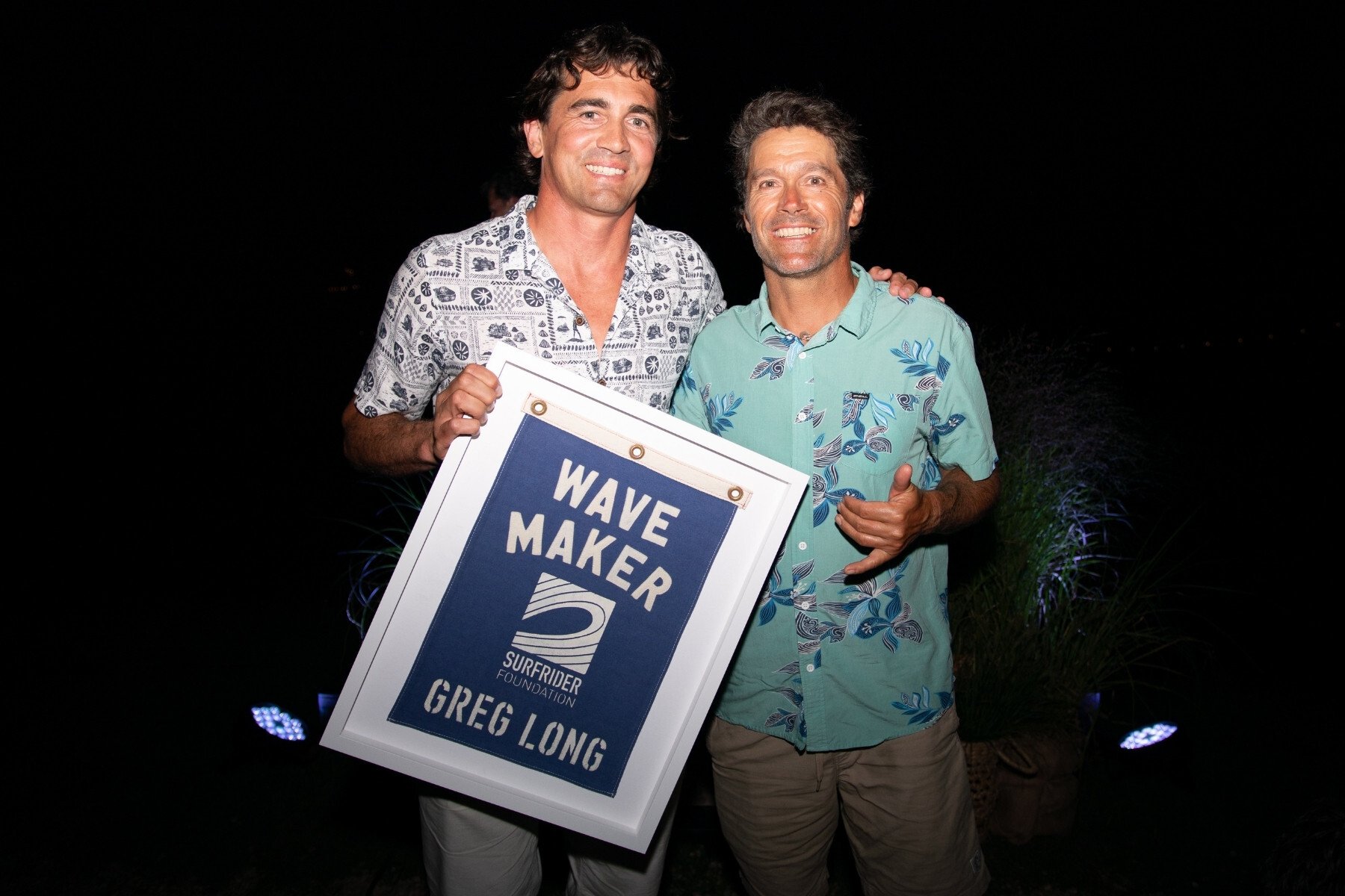 Wavemaker Awardee Greg Long (left) and Award Presenter&nbsp;Jeremy Jones (right).