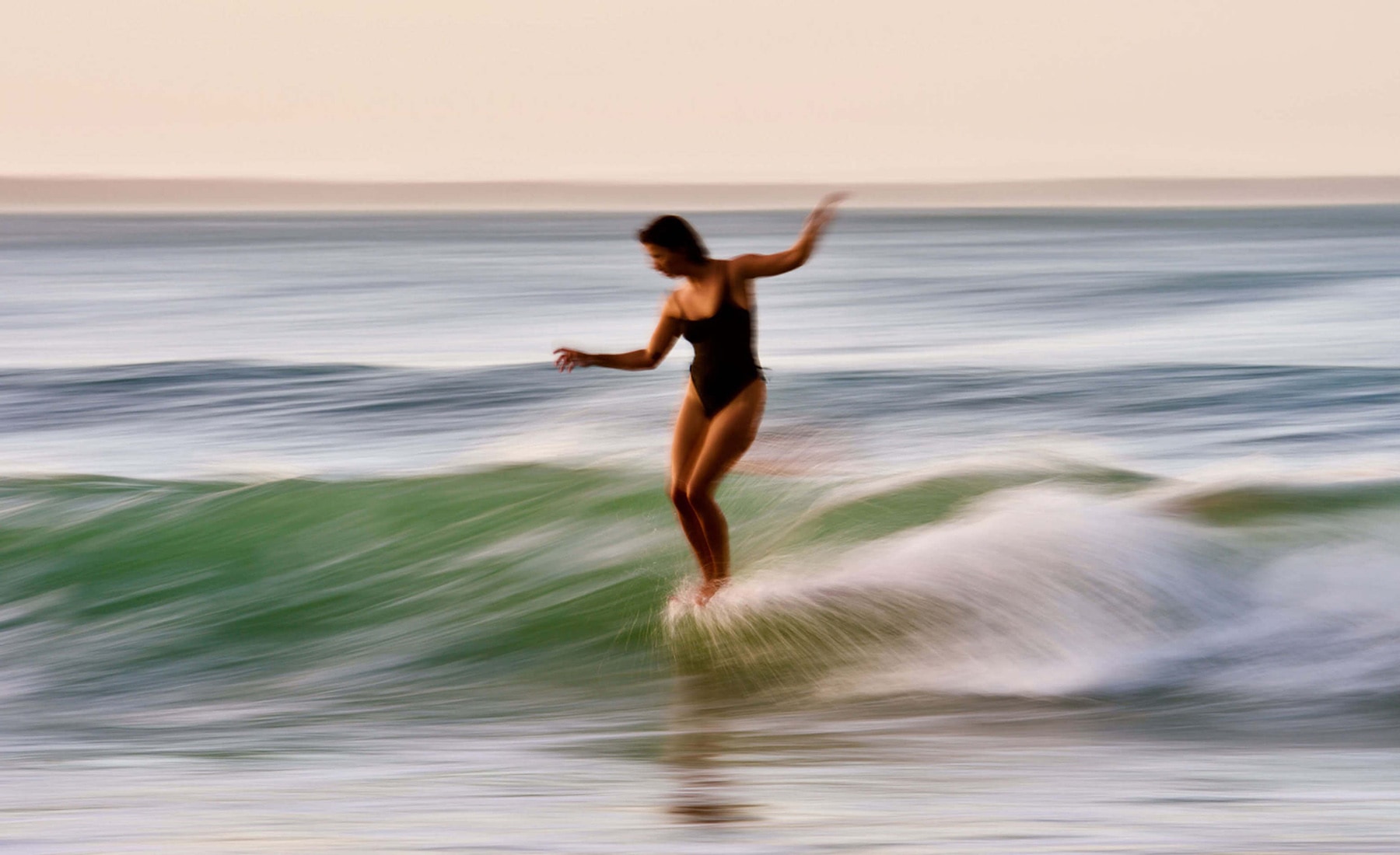 A woman surfing